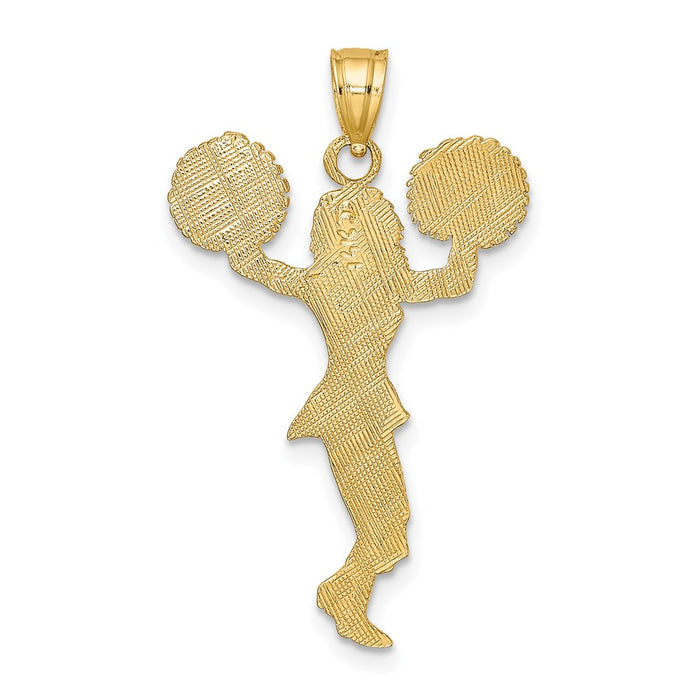 Million Charms 14K Yellow Gold Themed Cheerleader With Pom-Poms Charm