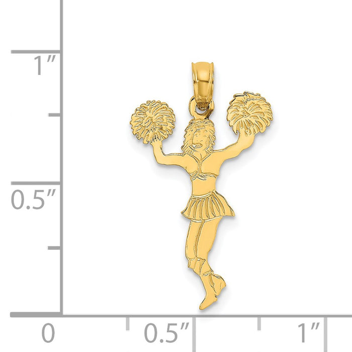 Million Charms 14K Yellow Gold Themed Cheerleader With Pom-Poms Charm