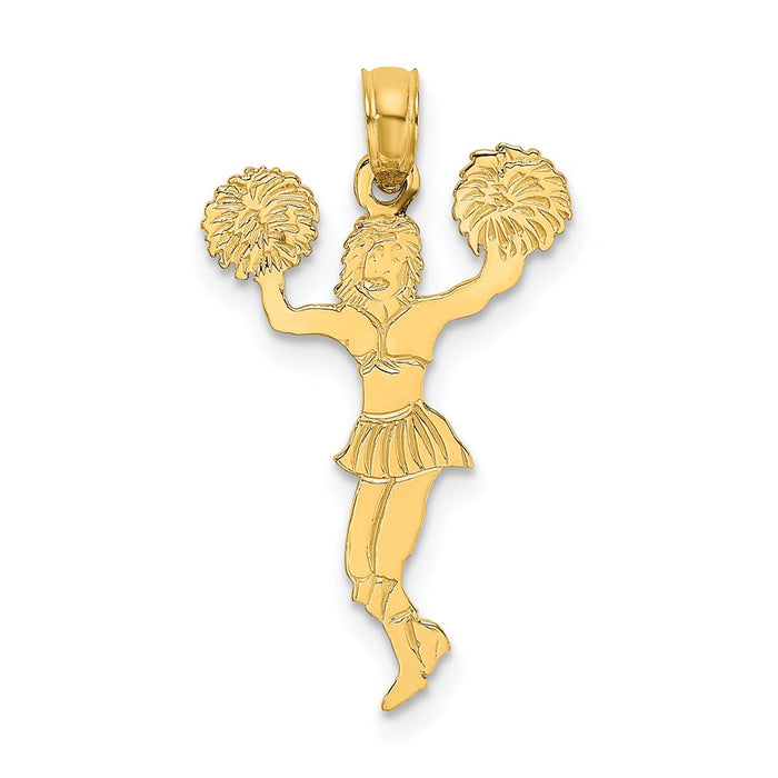 Million Charms 14K Yellow Gold Themed Cheerleader With Pom-Poms Charm