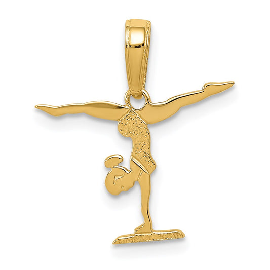 Million Charms 14K Yellow Gold Themed Gymnastics Pendant