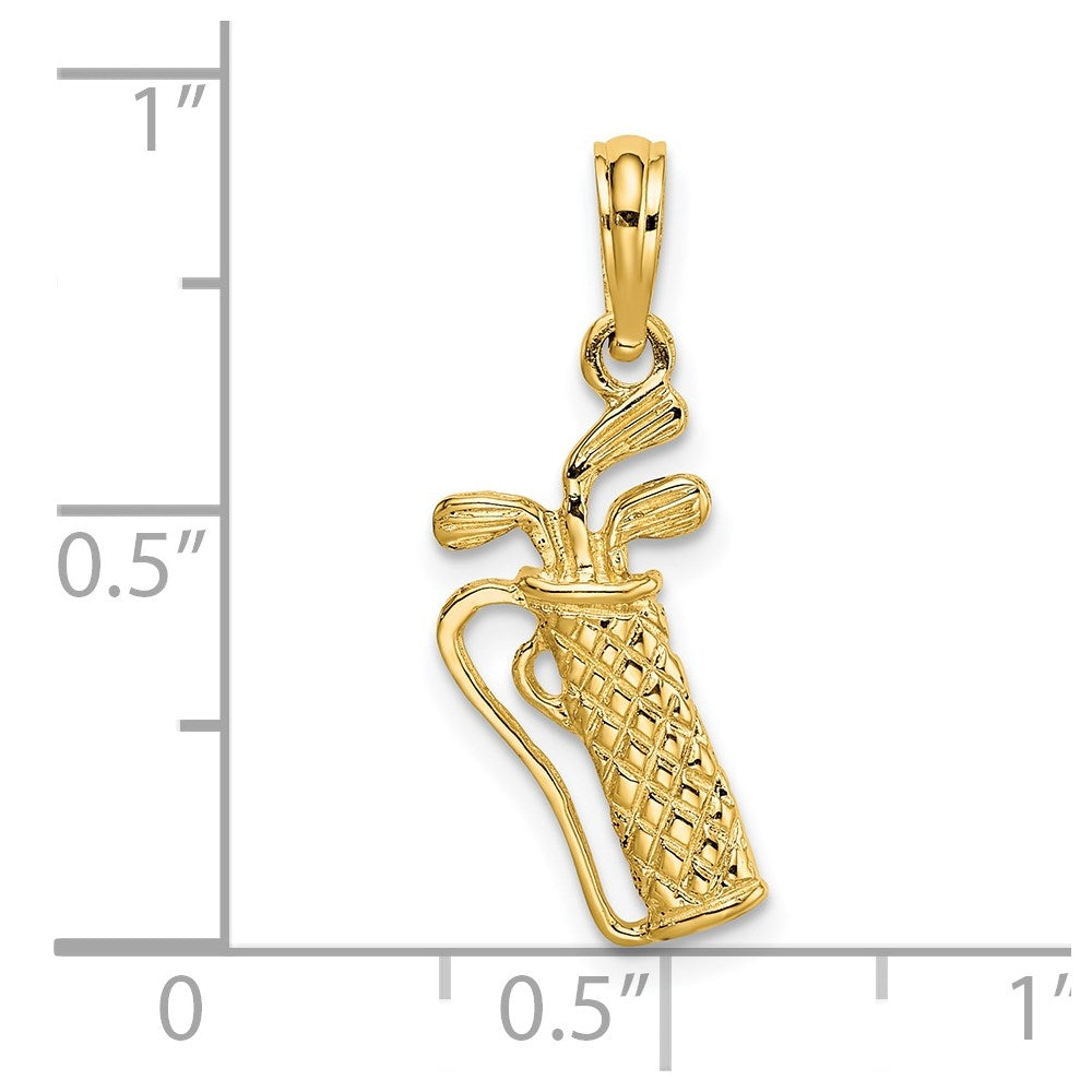 Million Charms 14K Yellow Gold Themed Sports Golf Bag With Clubs Charm