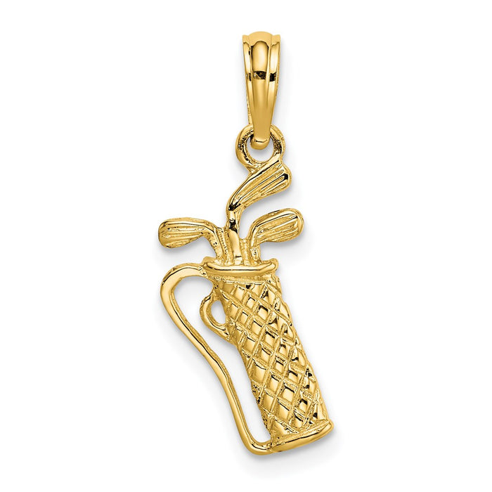 Million Charms 14K Yellow Gold Themed Sports Golf Bag With Clubs Charm