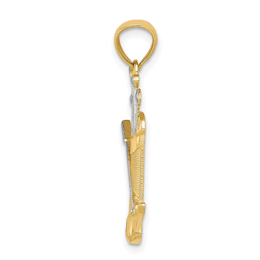 Million Charms 14K Yellow Gold Themed With Rhodium-plated Sports Golf Bag Pendant