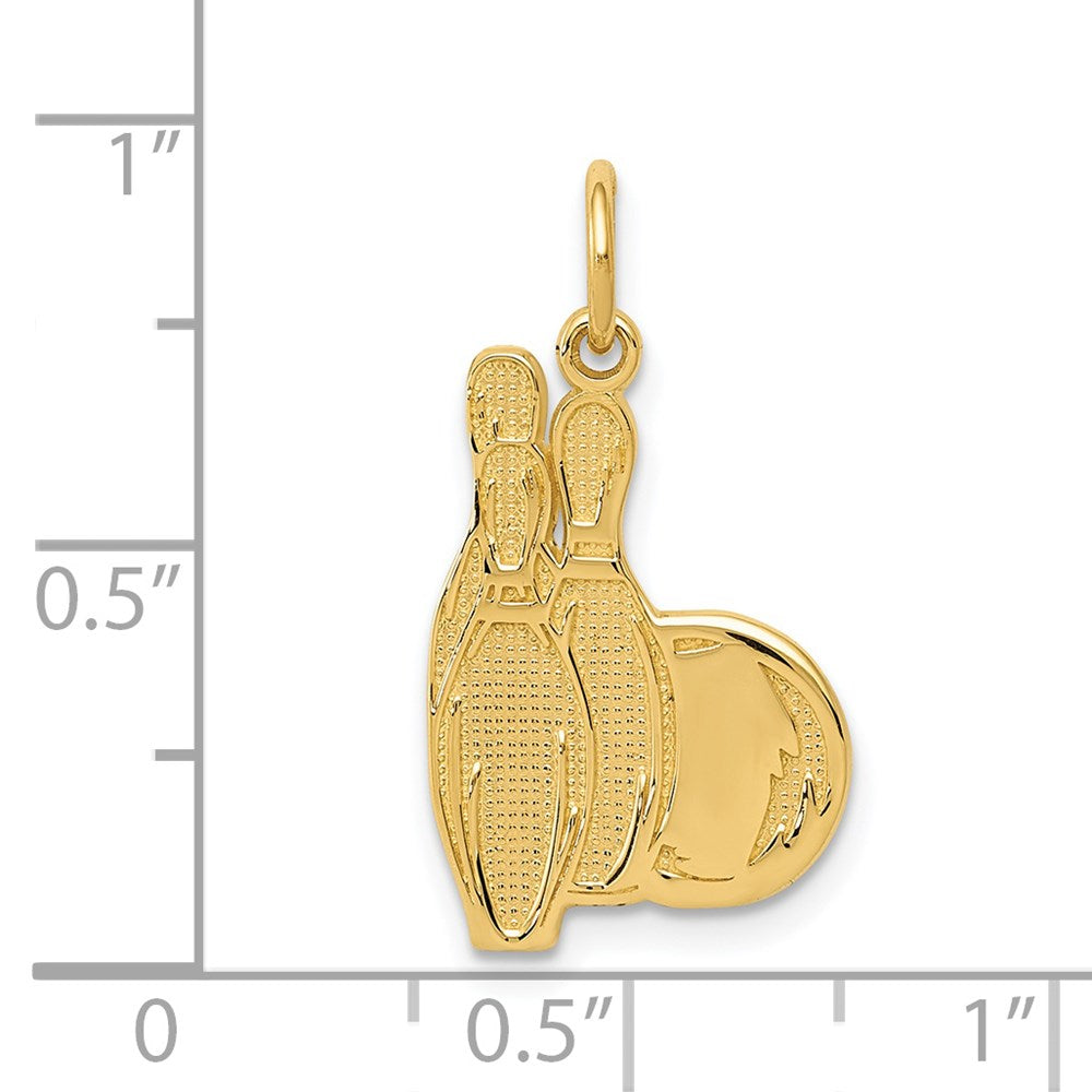 Million Charms 14K Yellow Gold Themed Bowling Pins Charm