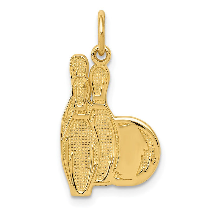 Million Charms 14K Yellow Gold Themed Bowling Pins Charm