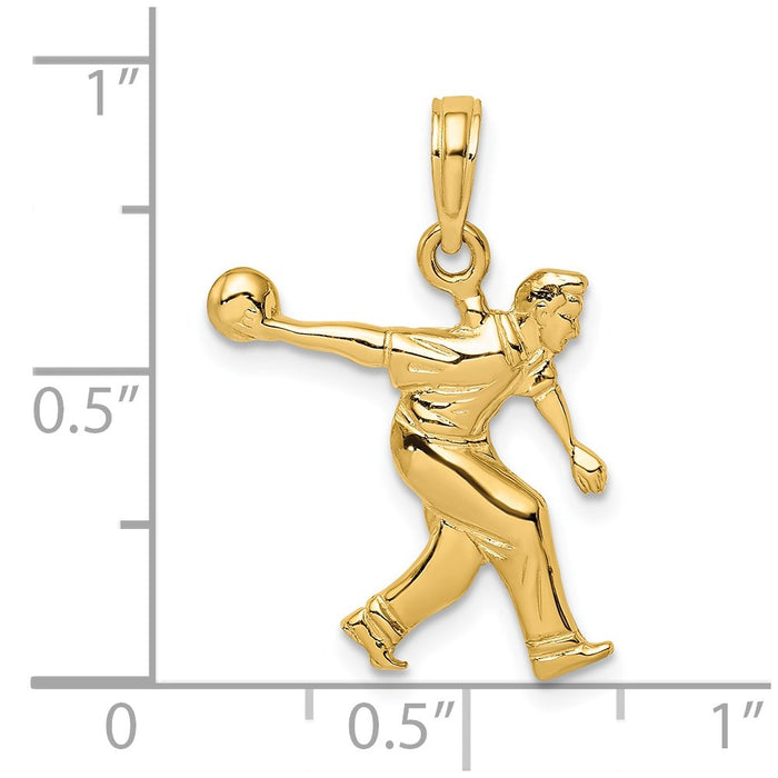 Million Charms 14K Yellow Gold Themed Male Bowling Charm