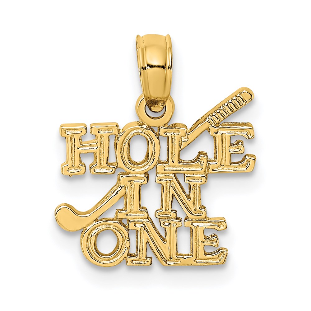 Million Charms 14K Yellow Gold Themed Hole In One With Sports Golf Club Charm