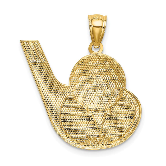 Million Charms 14K Yellow Gold Themed With Rhodium-plated Sports Golf Pendant