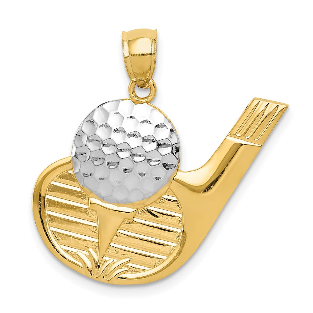 Million Charms 14K Yellow Gold Themed With Rhodium-plated Sports Golf Pendant