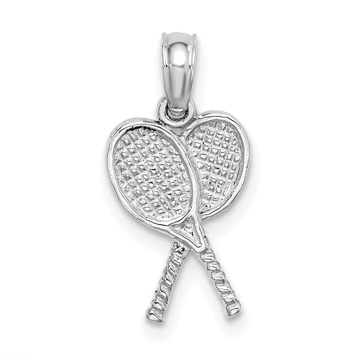 Million Charms 14K White Gold Themed Sports Tennis Racquets Pendant