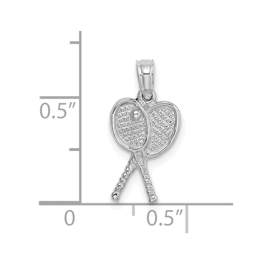 Million Charms 14K White Gold Themed Sports Tennis Racquets Pendant