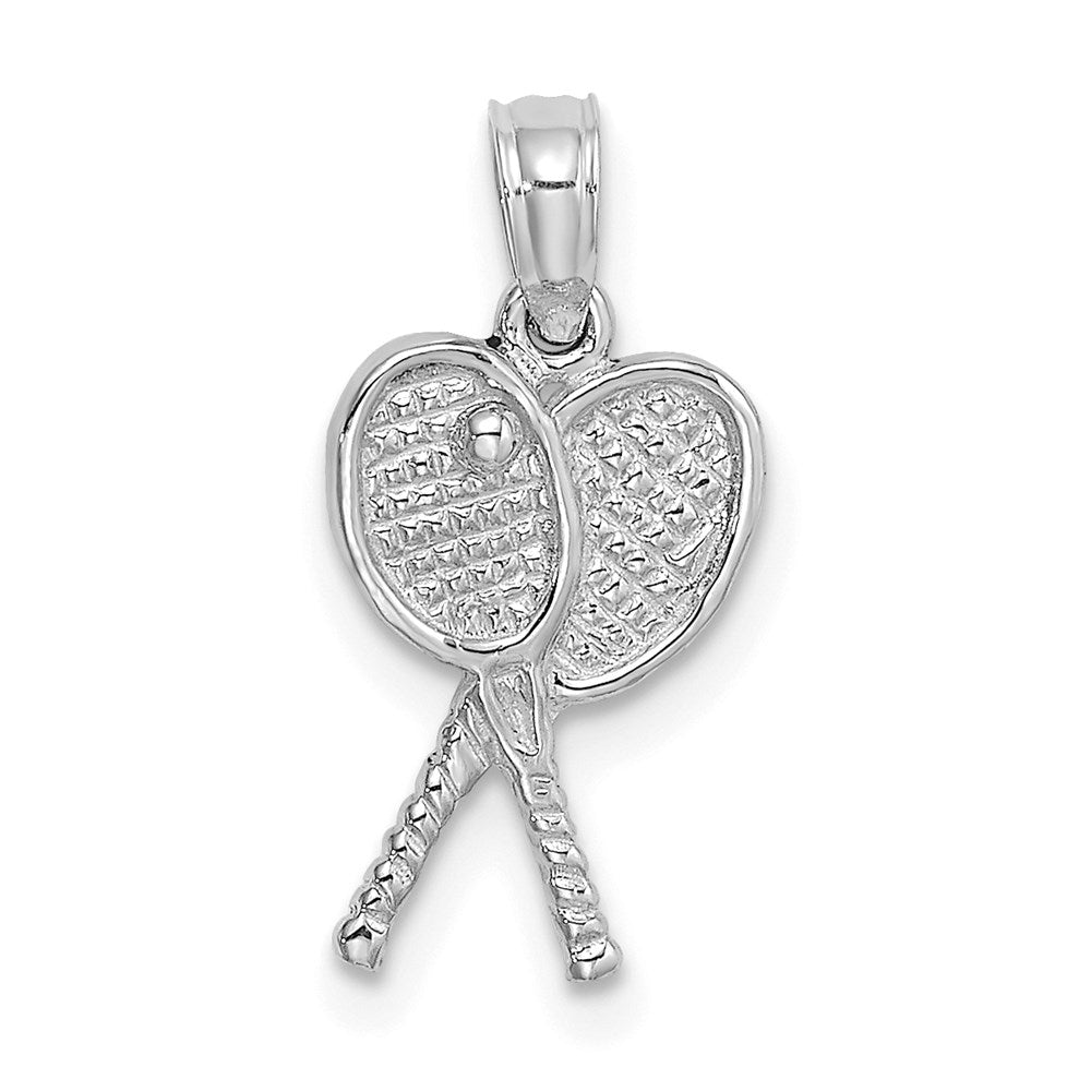 Million Charms 14K White Gold Themed Sports Tennis Racquets Pendant