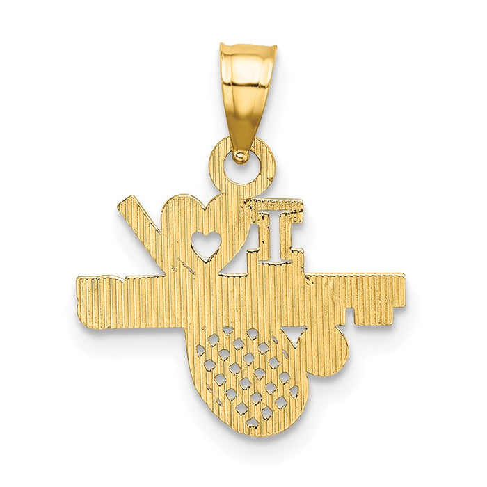 Million Charms 14K Yellow Gold Themed I Heart Sports Tennis Charm