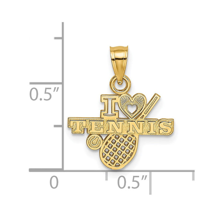 Million Charms 14K Yellow Gold Themed I Heart Sports Tennis Charm