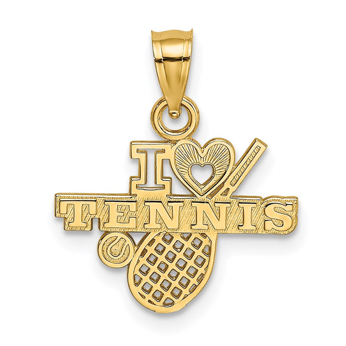 Million Charms 14K Yellow Gold Themed I Heart Sports Tennis Charm