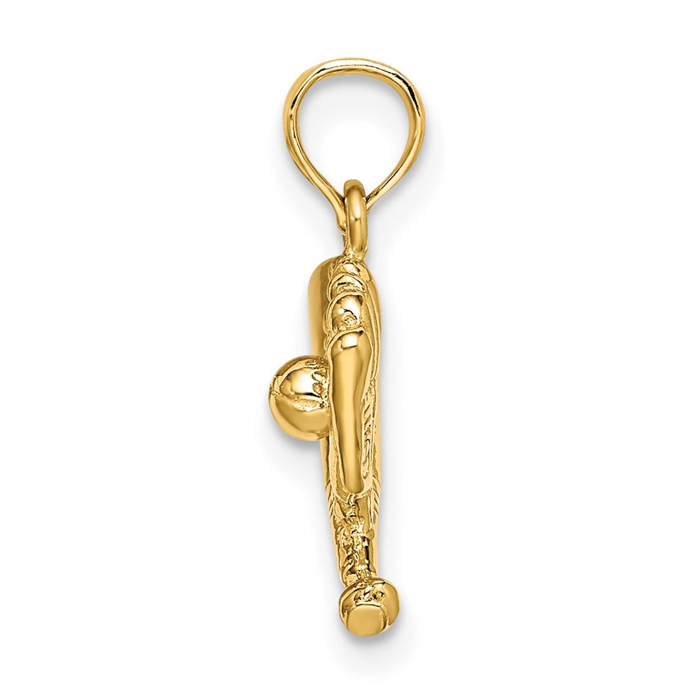 Million Charms 14K Yellow Gold Themed Baseball, Bat & Glove Charm
