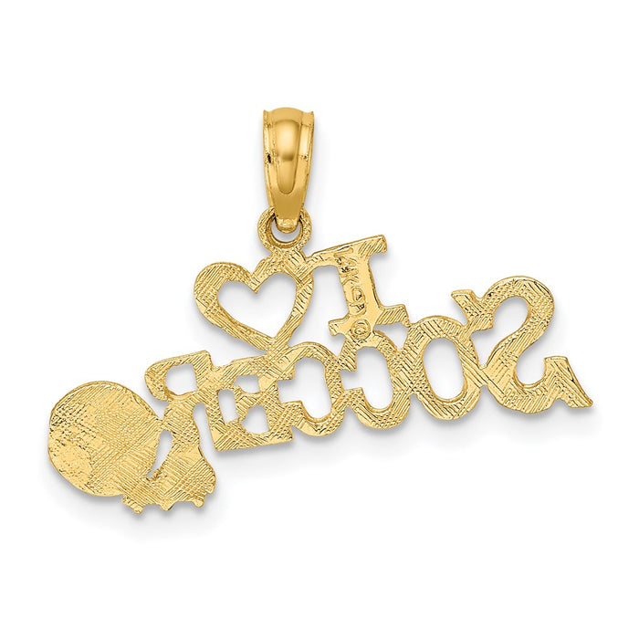 Million Charms 14K Yellow Gold Themed I Heart Sports Soccer With Sports Soccer Ball Charm