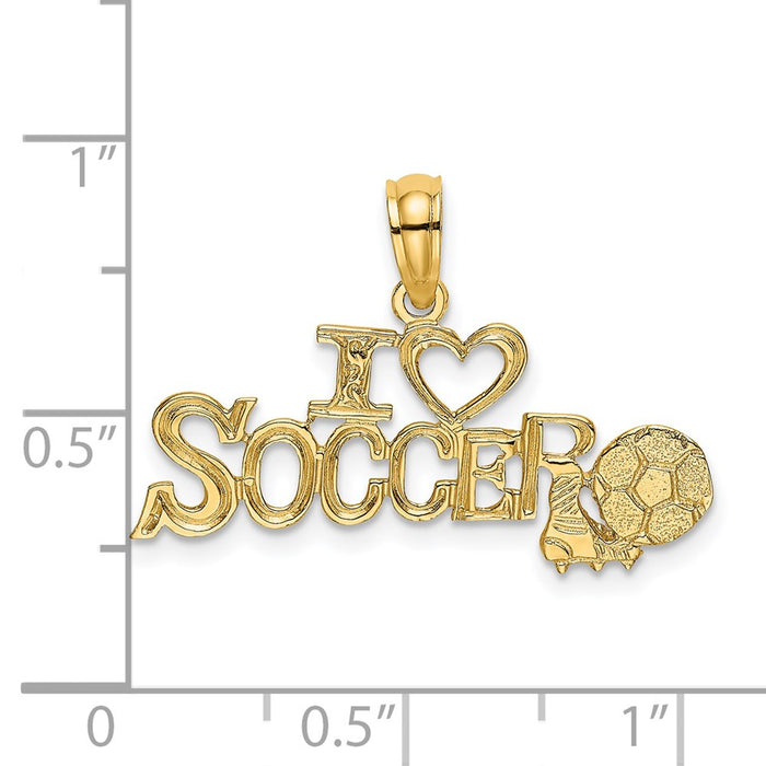 Million Charms 14K Yellow Gold Themed I Heart Sports Soccer With Sports Soccer Ball Charm