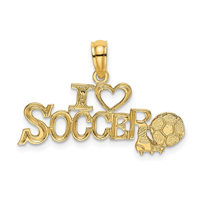 Million Charms 14K Yellow Gold Themed I Heart Sports Soccer With Sports Soccer Ball Charm