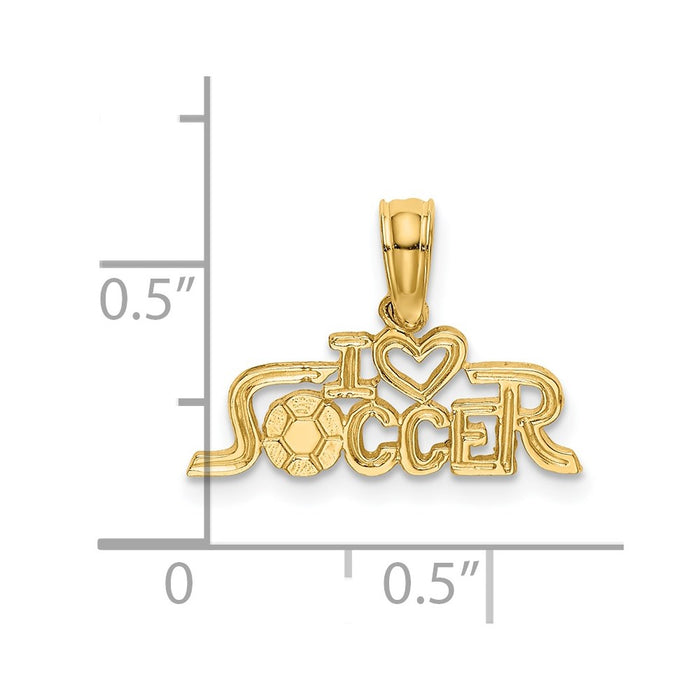 Million Charms 14K Yellow Gold Themed I Heart Sports Soccer Charm