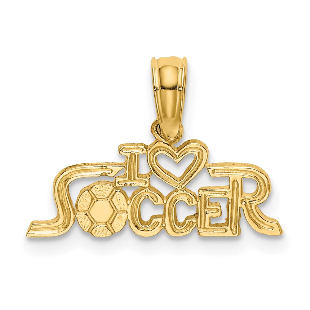 Million Charms 14K Yellow Gold Themed I Heart Sports Soccer Charm