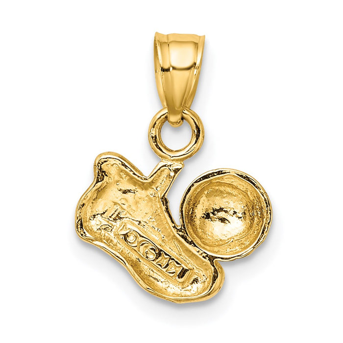 Million Charms 14K Yellow Gold Themed Sports Soccer Ball With Shoe Charm