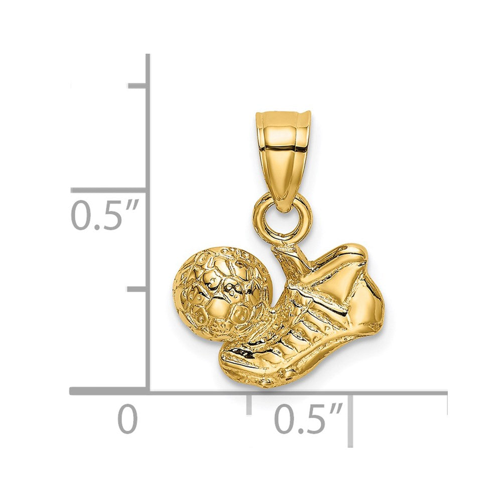 Million Charms 14K Yellow Gold Themed Sports Soccer Ball With Shoe Charm