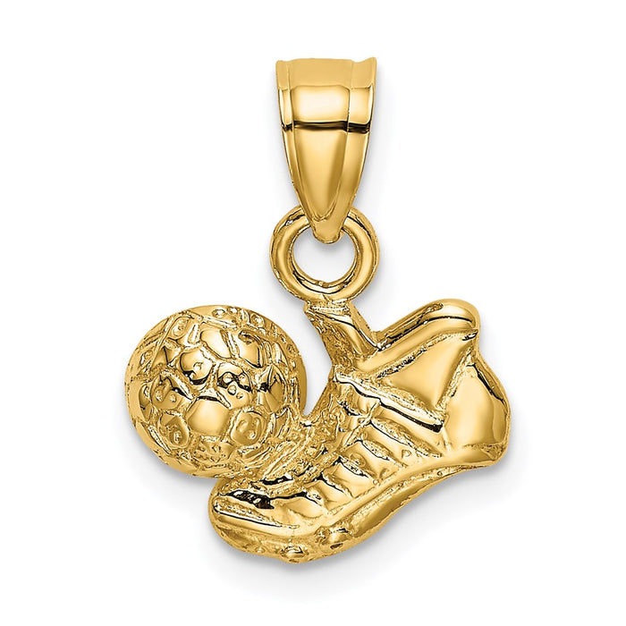 Million Charms 14K Yellow Gold Themed Sports Soccer Ball With Shoe Charm