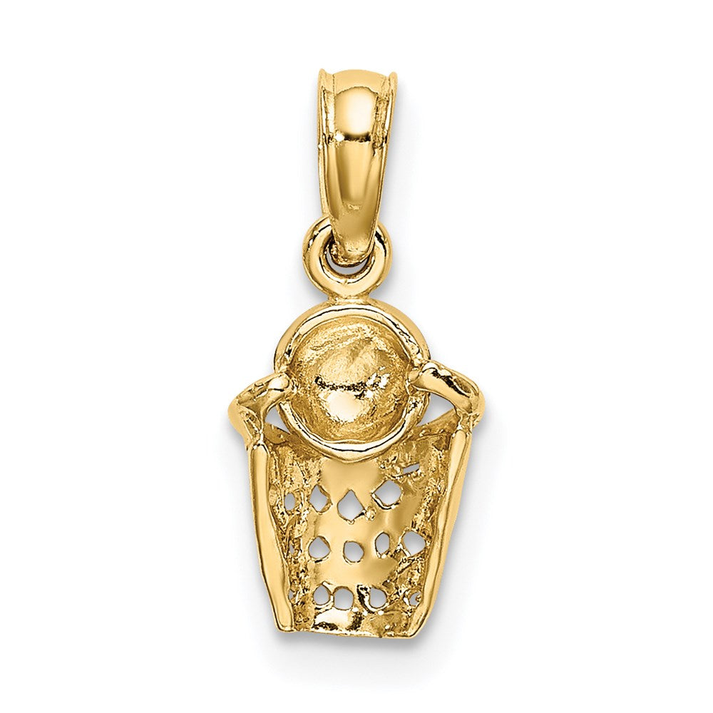 Million Charms 14K Yellow Gold Themed Sports Basketball With Net Charm