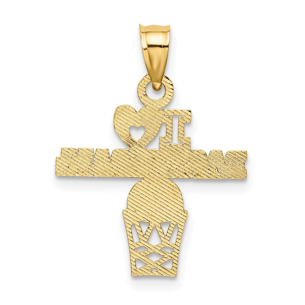 Million Charms 14K Yellow Gold Themed I Heart Sports Basketball Charm