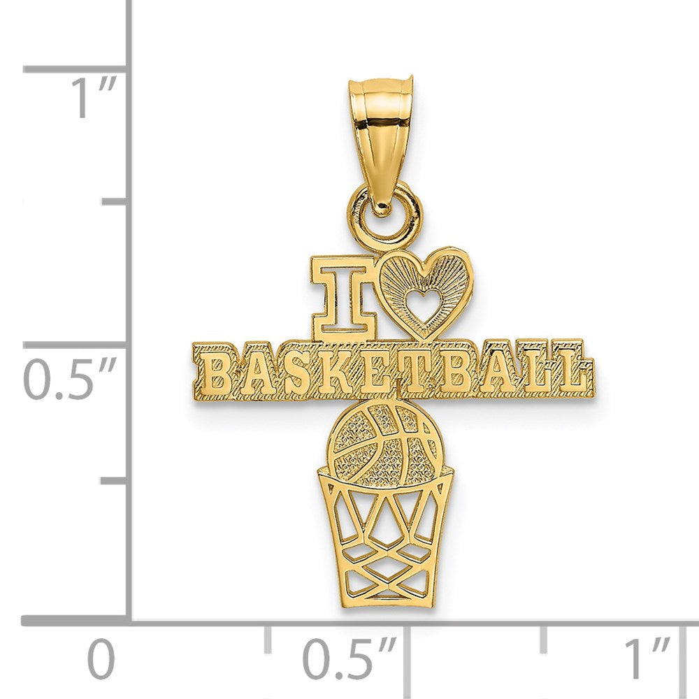 Million Charms 14K Yellow Gold Themed I Heart Sports Basketball Charm