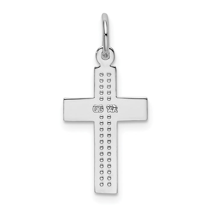 Million Charms 14K White Gold Themed Relgious Cross Pendant