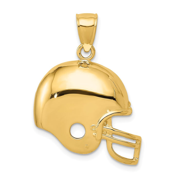 Million Charms 14K Yellow Gold Themed Sports Football Helmet Pendant