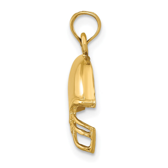 Million Charms 14K Yellow Gold Themed Sports Football Helmet Pendant