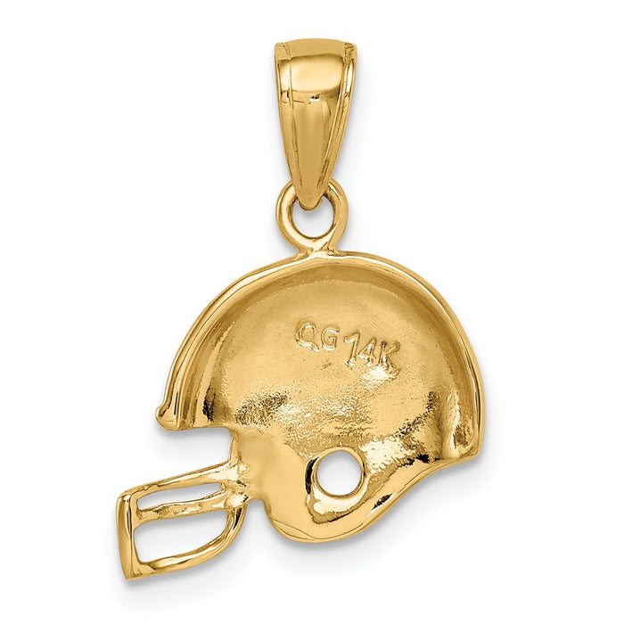 Million Charms 14K Yellow Gold Themed Sports Football Helmet Pendant