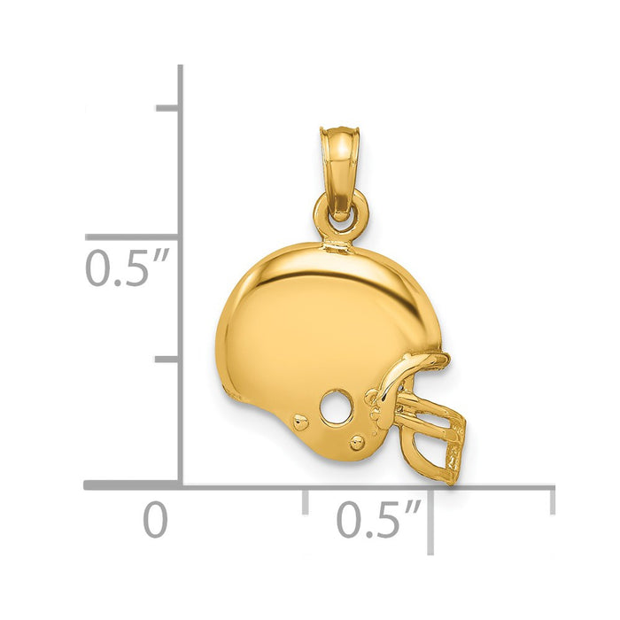 Million Charms 14K Yellow Gold Themed Sports Football Helmet Pendant