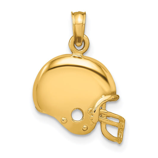 Million Charms 14K Yellow Gold Themed Sports Football Helmet Pendant