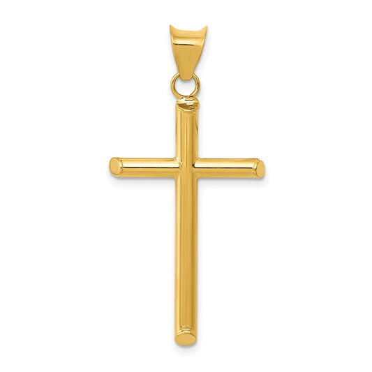 Million Charms 14K Yellow Gold Themed 3-D Polished Hollow Relgious Cross Pendant