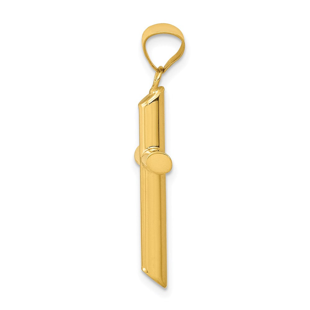Million Charms 14K Yellow Gold Themed 3-D Polished Hollow Relgious Cross Pendant
