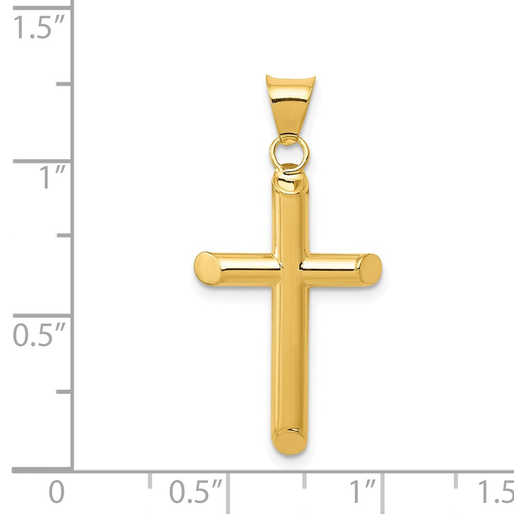 Million Charms 14K Yellow Gold Themed 3-D Polished Hollow Relgious Cross Pendant