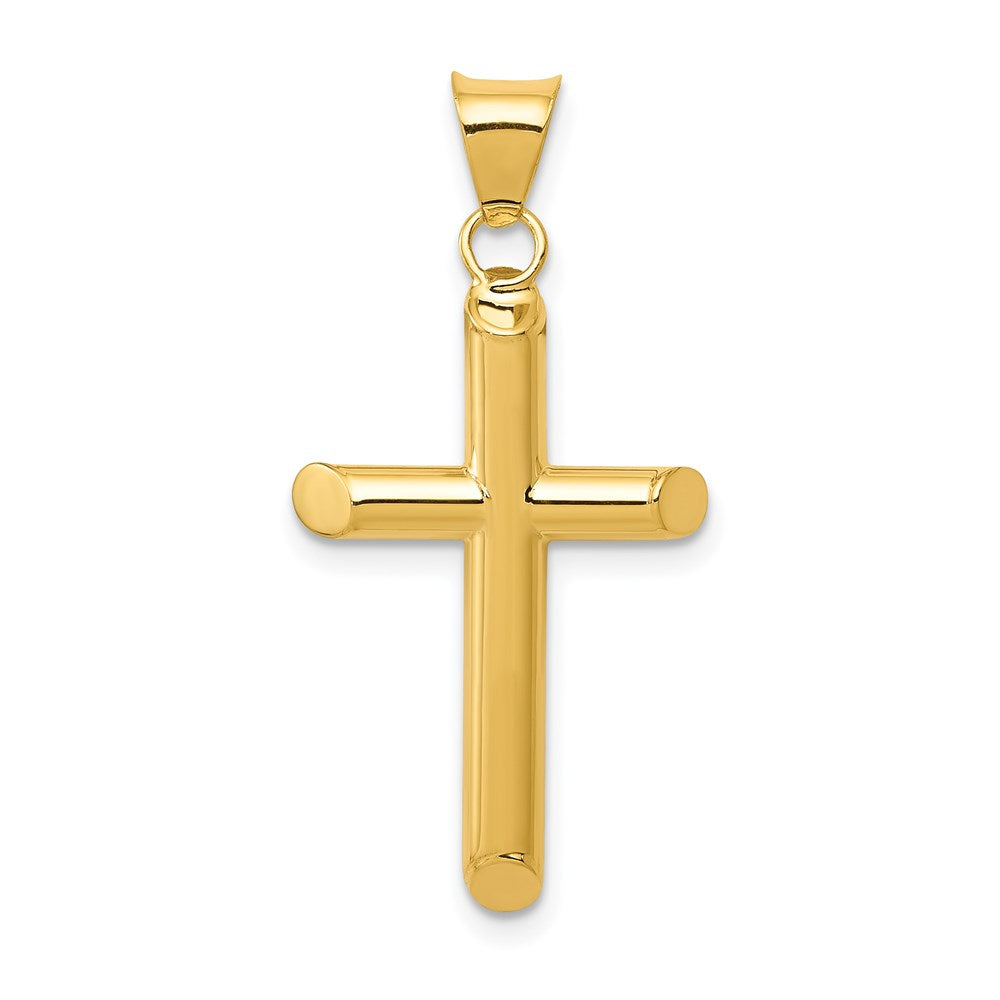 Million Charms 14K Yellow Gold Themed 3-D Polished Hollow Relgious Cross Pendant