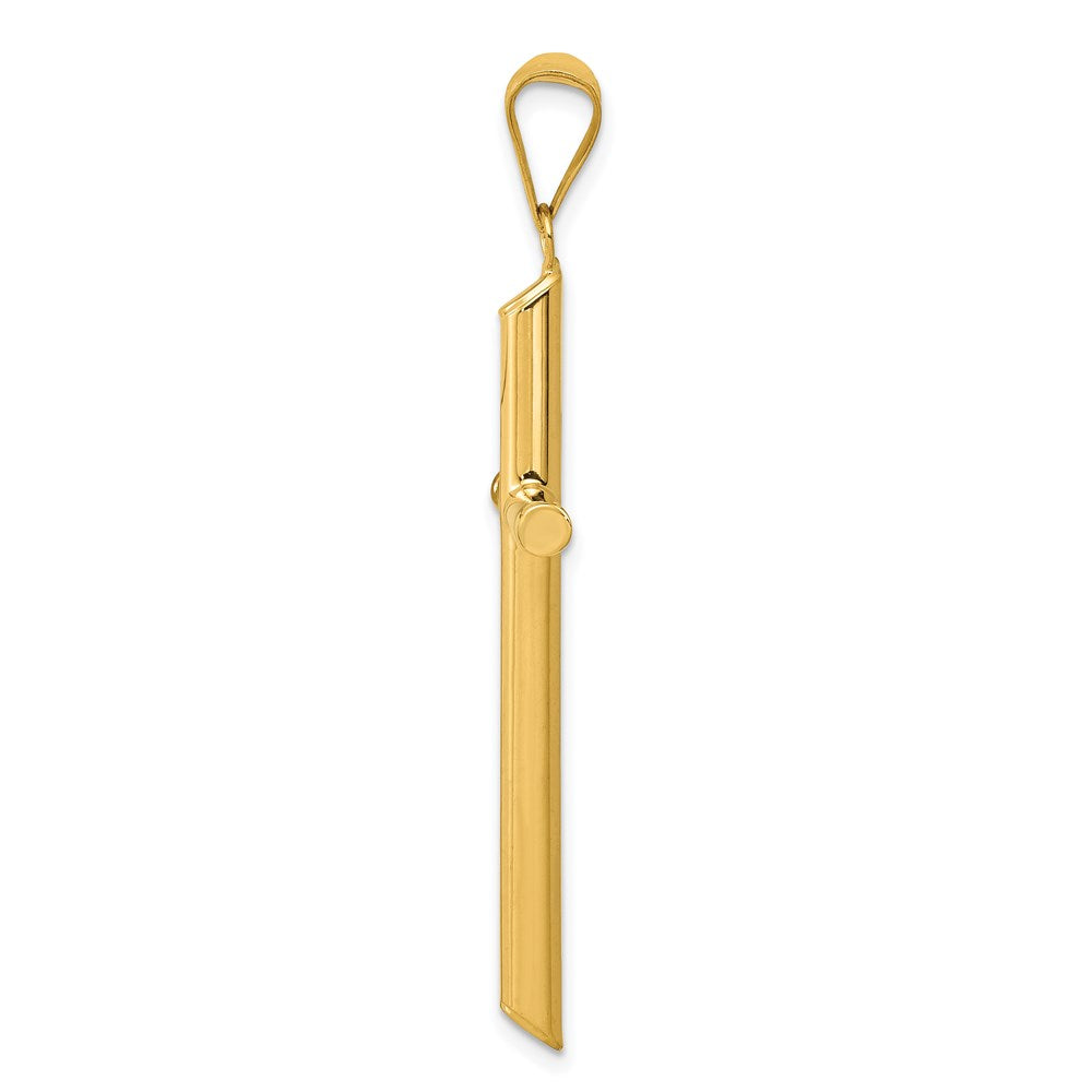Million Charms 14K Yellow Gold Themed 3-D Polished Hollow Relgious Cross Pendant
