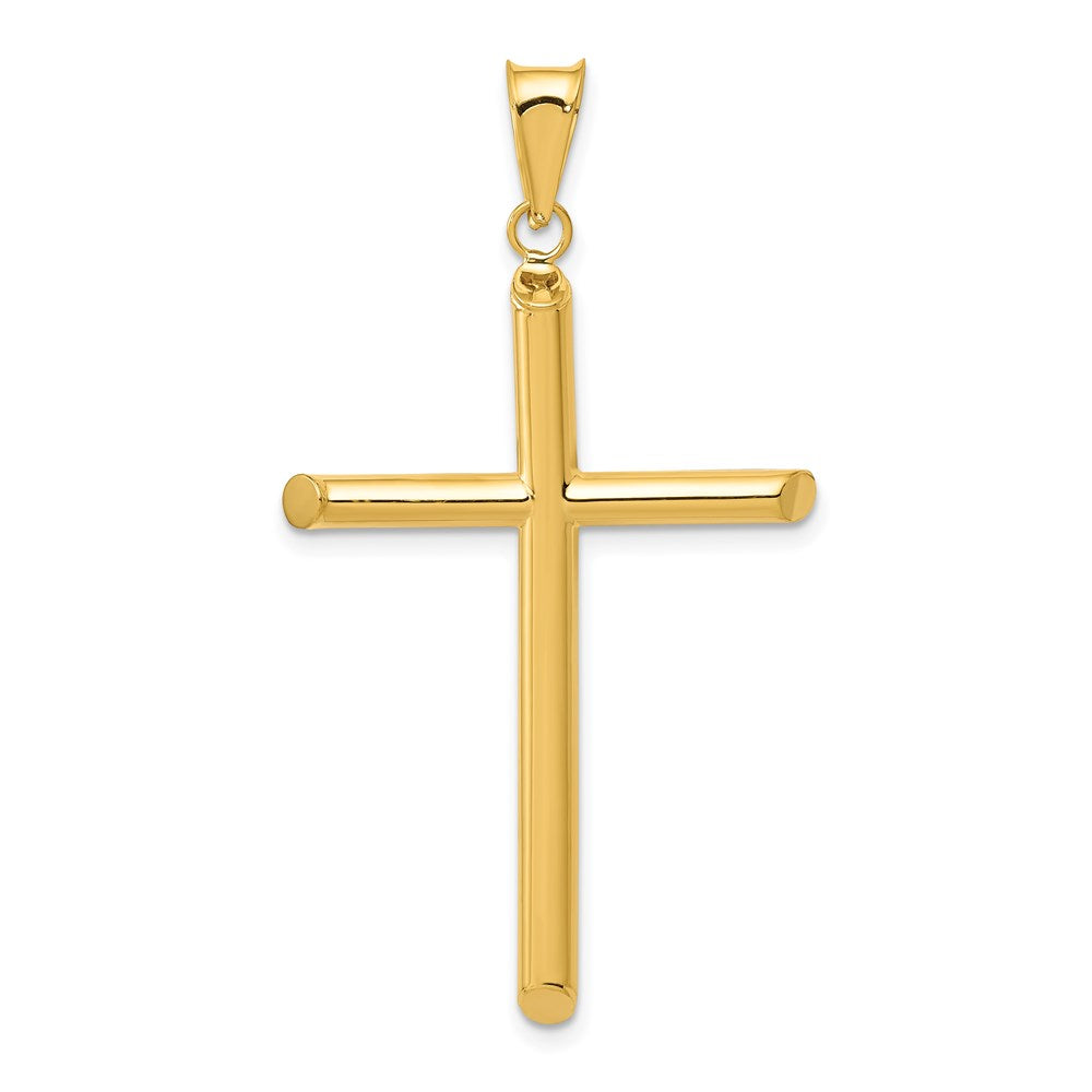 Million Charms 14K Yellow Gold Themed 3-D Polished Hollow Relgious Cross Pendant