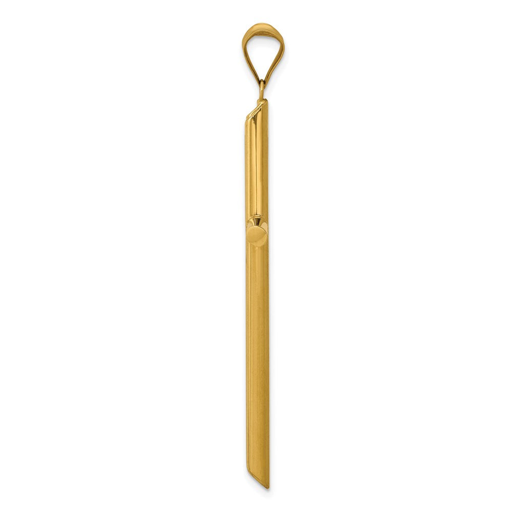 Million Charms 14K Yellow Gold Themed 3-D Polished Hollow Relgious Cross Pendant