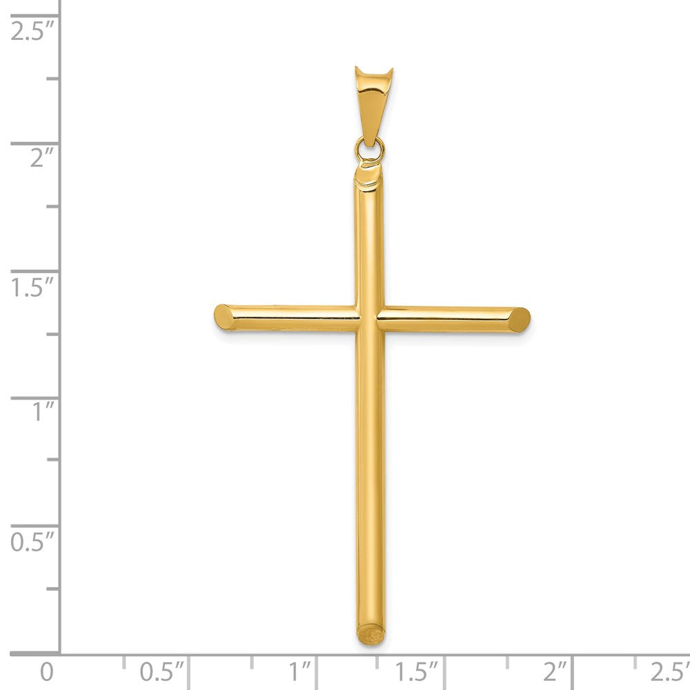 Million Charms 14K Yellow Gold Themed 3-D Polished Hollow Relgious Cross Pendant