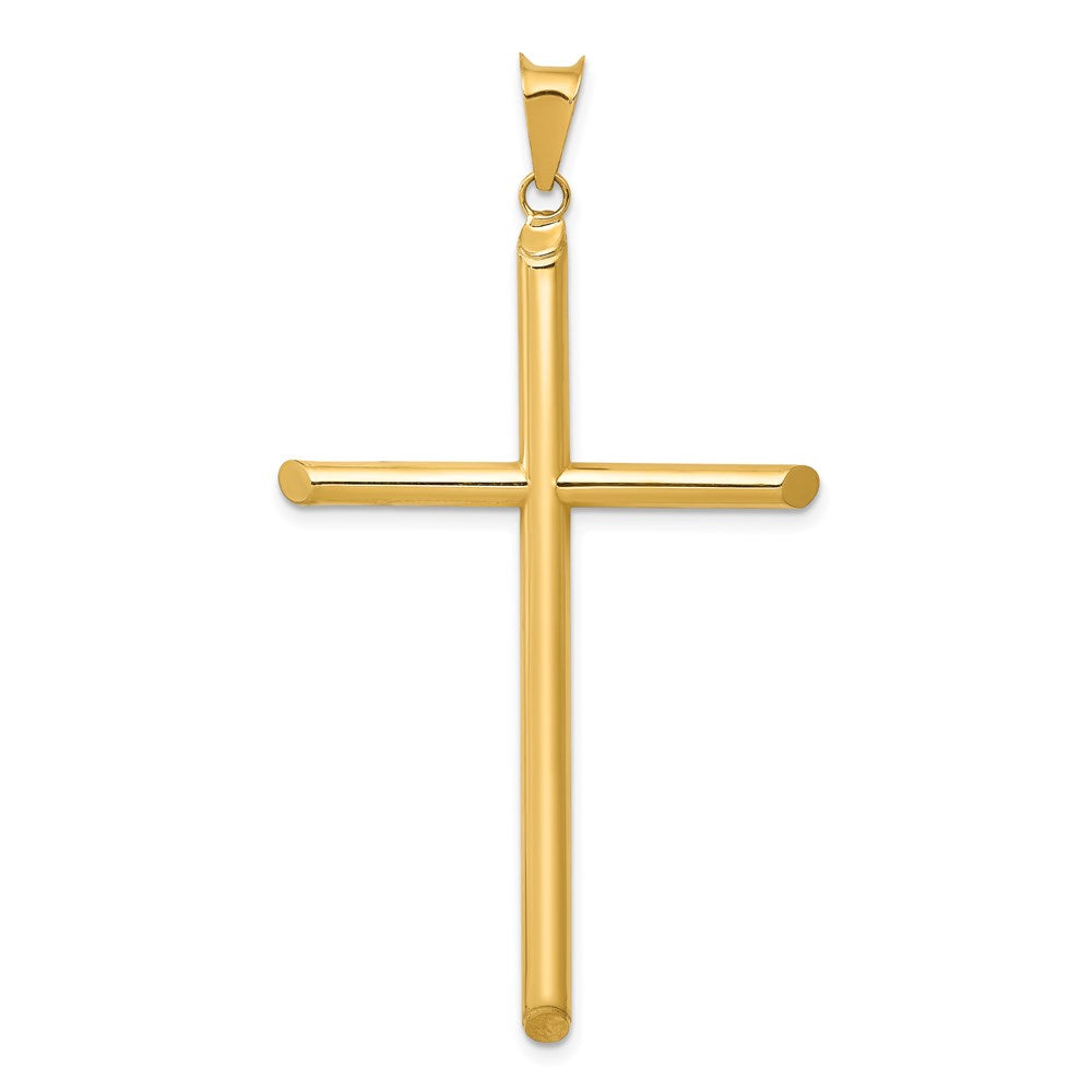 Million Charms 14K Yellow Gold Themed 3-D Polished Hollow Relgious Cross Pendant