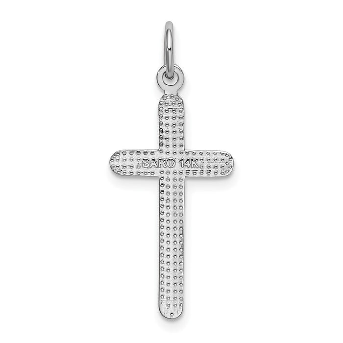 Million Charms 14K White Gold Themed Relgious Cross Pendant