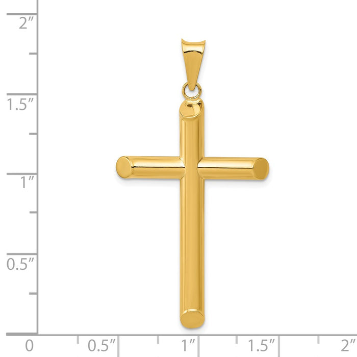 Million Charms 14K Yellow Gold Themed 3-D Polished Hollow Relgious Cross Pendant