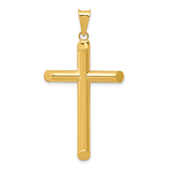 Million Charms 14K Yellow Gold Themed 3-D Polished Hollow Relgious Cross Pendant