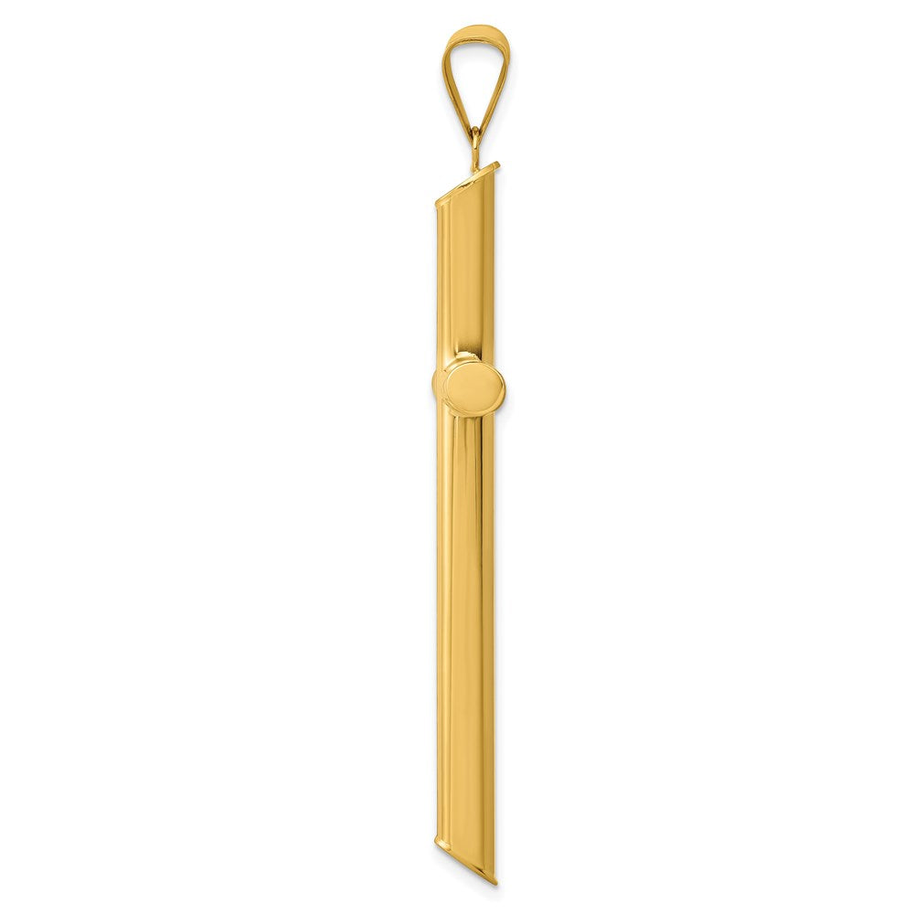 Million Charms 14K Yellow Gold Themed 3-D Polished Hollow Relgious Cross Pendant